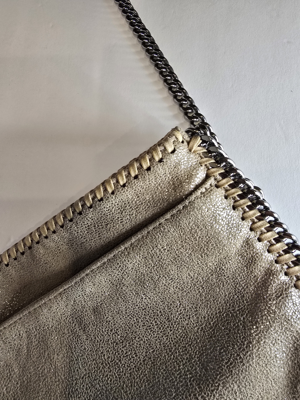 Stella McCartney Taupe Shiny Chain-Trim Crossbody - Picture 6 of 12
